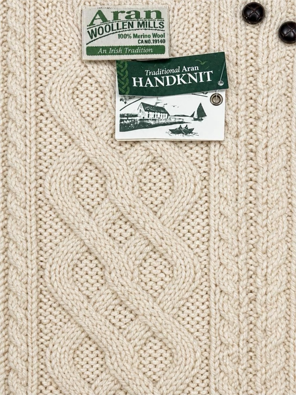 Aran Woollen Mills Kids Small 100% Merino Wool Handknit Irish Sweater Nwt — image 3 of 3